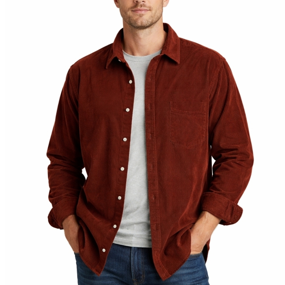 Julian & Mark Shirt XXL Stretch Corudory Mens Nwot Rust Brown